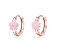 SLUYNZ 925 Sterling Silver Flower Earrings Hoop for Women Teens Flower Hoop Earrings Huggie (C-Rose Gold)
