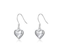 SLUYNZ 925 Sterling Silver Heart Drop Earrings for Women Teens Love Heart Dangle Earrings Hook (A-Silver)