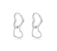 SLUYNZ 925 Sterling Silver Heart Hoop Earrings for Women Teen Sweet Love Hoop Earrings Double Heart Earrings