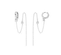 SLUYNZ 925 Sterling Silver Helix Piercing Earrings Crawler Wrap Chain for Women Multi Piercing Earrings Small Huggie Hoop Long Chain (A-Silver)