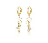 SLUYNZ 925 Sterling Silver Hoop Earrings Dangle Chain for Women Drop Huggie Star Earrings (Yellow)