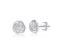 SLUYNZ 925 Sterling Silver Love Knot Earrings Stud for Women Teens Girls Minimalist Stud Earrings Post (A-Silver)