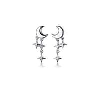 SLUYNZ 925 Sterling Silver Moon Studs Earrings for Women Girls Tiny Studs Earrings Star Earrings Studs Small Earrings (A-Silver)