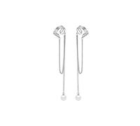 SLUYNZ 925 Sterling Silver No Piercing Cuff Earrings Chain for Women Wrap Earrings Pearl Tassel Clip On Ear (A-Silver)