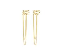 SLUYNZ 925 Sterling Silver No Piercing Cuff Earrings Chain for Women Wrap Earrings Tassel Clip On Ear (B-Gold Plated)