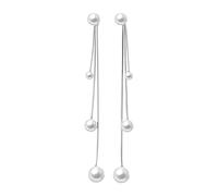 SLUYNZ 925 Sterling Silver Pearl Dangle Earrings for Women Tassel Earrings Threader Chain Long Earrings (A-Silver)