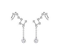 SLUYNZ 925 Sterling Silver Star Cuff Earrings Dangle Earrings Chain for Women Big Dipper Crawler Earrings Wrap Star Drop Earrings