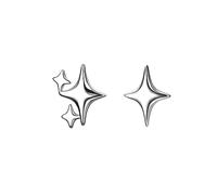 SLUYNZ 925 Sterling Silver Star Earrings Studs for Women Dainty Post Studs Earrings Asymmetric Earrings (A-Silver)