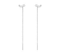 SLUYNZ 925 Sterling Silver Stars Earrings Dangle Chain for Women Long Threader Earrings Drop Tassel Chain (A-Silver)