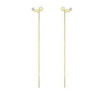 SLUYNZ 925 Sterling Silver Stars Earrings Dangle for Women Long Threader Earrings Tassel Chain (B-Yellow)