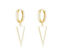 SLUYNZ 925 Sterling Silver Triangle Dangle Earrings for Women Teens Simple Geometric Dangle Earrings Minimalist Hoop Earrings Drop (B-Gold Plated)