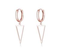 SLUYNZ 925 Sterling Silver Triangle Dangle Earrings for Women Teens Simple Geometric Dangle Earrings Minimalist Hoop Earrings Drop (C-Rose Gold Plated)
