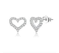 SLUYNZ Solid 925 Sterling Silver CZ Heart Earrings Stud for Women Teens Small Heart Stud Earrings Love