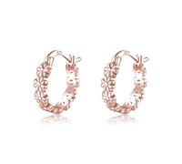 SLUYNZ Solid 925 Sterling Silver Flower Hoop Earrings for Women Girls Hoop Earrings Daisy Huggie (C-Rose Gold Plated)