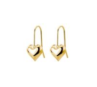 SLUYNZ Solid 925 Sterling Silver Heart Drop Earrings for Women Love Heart Dangle Earrings Hook (B-Gold Plated)