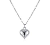 SLUYNZ Solid 925 Sterling Silver Love Heart Choker Necklace for Women Teens Girls Simple Sweet Heart Pendant Necklace (A-Silver)