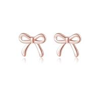 SLUYNZ Solid 925 Sterling Silver Tiny Bow Earrings Stud for Women Teen Girls Bowknot Stud Earrings (C-Rose Gold Plated)
