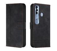 SLWYF Case for Tecno Spark 7 Pro Premium Leather Flip Wallet Case with Magnetic Closure Kickstand Card Slots Folio Phone Case Cover Shockproof for Tecno Spark 7 Pro, Black