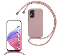 SLWYF Compatible with Samsung Galaxy A73 5G Crossbody Lanyard Case, Liquid Silicone Protective Phone Case with Strap Adjustable Neck Cord Necklace Soft Cover for Samsung Galaxy A73 5G, Sand pink