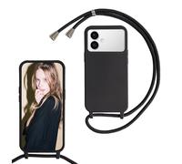 SLWYF Compatible with Samsung Galaxy S26 Edge Crossbody Lanyard Case, Liquid Silicone Protective Phone Case with Strap Adjustable Neck Cord Necklace Soft Cover for Samsung Galaxy S26 Edge, Black