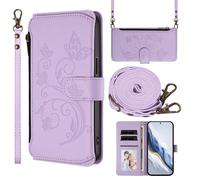 SLWYF for Nokia C01 Plus/C1 2nd Edition Leather Crossbody Wallet Phone Case with 2 Removable Lanyard Straps, Credit Card Holder Shockproof Flip Phone Case with Card Holders (Lavender)