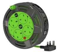 SLx 10m Extension Lead Reel, 4 Socket, 13A with Thermal Cut-Out