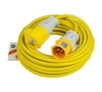 SLx 14m 110V Extension Lead 16A 2.5mm Heavy Duty Cable Reel IP44 Rated Water & Dust Resistant Durable Outdoor Power Cable for Site Garage & Construction Use Yellow