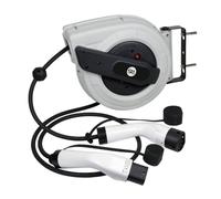 SLx EV Charger Cable Reel 5m 11kW Type 2 Heavy Duty Retractable EV Charging Cable with Thermal Cut-Out, IP55 Weather Protection, Wall Mount Bracket for Home Charging