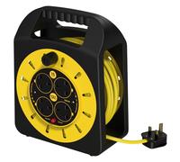 SLx Extension Lead 15m 4 Socket Extension Reel, Heavy Duty Extension Cable Thermal Cut Out Extension Lead for Garden Lawn Mower Office 13A Fused UK Plug
