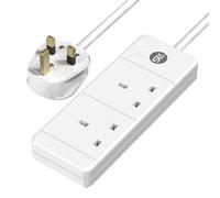 SLx Extension Lead 1m 2 Way Gang Socket 13A UK Plug 3 Pin Mains Power Extension Cord Compact Travel Power Strip White
