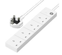 SLx Extension Lead 1m 4 Way Gang Mains Power Strip with 13A UK Plug & 3 Pin Sockets Wall Mountable Extension Cord for Home, Office or Garage White
