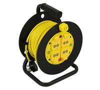 SLx Extension Lead 20m Heavy Duty Cable Reel 4 IP44 Rated 13A Covered Sockets with Thermal Cut-Out eavy-Duty Weather-Resistant Power Reel for Garden, DIY & Trade