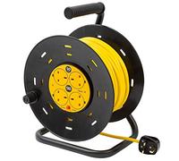 SLx Outdoor Extension Lead, 50m, 4 Socket Extension Reel, Heavy Duty Extension Cable, Thermal Cut Out, Extension Lead for Garden lawn mower Office, 13A Fused UK Plug