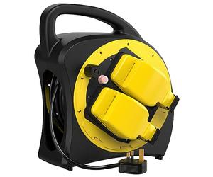 SLx Outdoor Extension Lead Waterproof, 30m, 2 Socket Extension Reel, Heavy Duty Extension Cable, Thermal Cut Out, IP54 Rated, Double Socket, UK Outdoor Plug, Extension Lead for Christmas Lights Garden