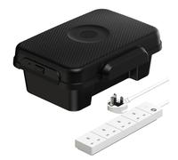 SLx Weatherproof Outdoor Electrical Box with 4 Gang 6m Extension Lead for Christmas Lights, Reels, Transformers, Fuse Box Cover, IP56 Water-Resistant, Silicone Mould 360 x 255 x 138mm