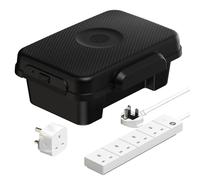 SLx Weatherproof Outdoor Electrical Box with 4 Gang 6m Extension Lead + WiFi Smart Plug for Christmas Lights, Reels, Transformers, Fuse Box Cover, IP56 Water-Resistant Silicone Mould 360 x 255 x 138mm