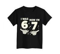 Slxbear Black Kids Funny Tshirts Basic Color Blocking 6 Year Old Birthday Boys Kids Now I'm 6 Next Year I'll Be 7 T-Shirt Versatile Comfy Children Outfits School Daily Wear 2-3 Years