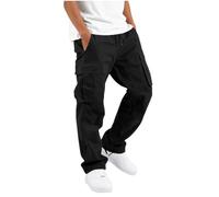 Slxbear Boys Cargo Trousers Kids Casual Straight Wide Leg Elastic Waist Cotton Pants Lightweight Solid Drawstring Pant Breathable Comfortable Outwear Hiking Joggers Trouser 5-15 Years