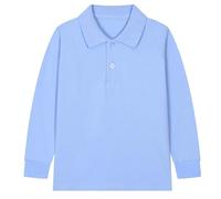 Slxbear Boys Girls Pique Polo Shirt Kids Button Closure Long Sleeve School Uniform Tops Solid Color Casual Blouse Breathable Comfortable Golf Sports Holiday Vacation Sweatshirt 2-15 Years