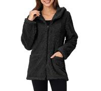 Slxbear Fleece Jacket Women Plus Size Warm Winter Coats Zipper Hooded Fluffy Coat Long Sleeve Cardigan Outerwear Teddy Fleece Jackets Fashion Solid Color Overcoat with Pockets