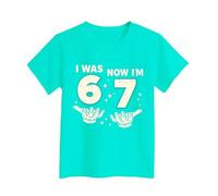 Slxbear Kids Funny Tshirts Basic Color Blocking 6 Year Old Birthday Boys Kids Now I'm 6 Next Year I'll Be 7 T-Shirt Versatile Comfy Children Outfits School Daily Wear Mint Green 2-3 Years