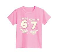 Slxbear Kids Funny Tshirts Basic Color Blocking 6 Year Old Birthday Boys Kids Now I'm 6 Next Year I'll Be 7 T-Shirt Versatile Comfy Children Outfits School Daily Wear Pink 2-3 Years