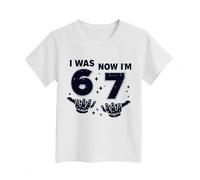 Slxbear Kids Funny Tshirts Basic Color Blocking 6 Year Old Birthday Boys Kids Now I'm 6 Next Year I'll Be 7 T-Shirt Versatile Comfy Children Outfits School Daily Wear White 7-8 Years