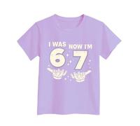 Slxbear Kids Funny Tshirts Basic Color Blocking 6 Year Old Birthday Boys Kids Now I'm 6 Next Year I'll Be 7 T-Shirt Versatile Comfy Children Outfits School Daily Wear Purple 3-4 Years