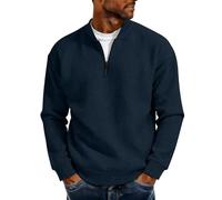 Slxbear Mens Quarter Zip Sweatshirts Pullover Waffle Knit Sweaters Long Sleeve Shirts Basic Solid Color Tees Lightweight Texture Regular Fit Shirts Size S-3XL