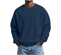 Slxbear Mens Waffle Crewneck Sweatshirts Oversized Long Sleeve Sweatshirt Shirts Casual Winter Warm Knitted Sweaters Pullover Lightweight Comfort Shirt Tops Navy XXL