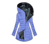 Slxbear Quilted Jacket Womens Fleece Lined Jacket Thicken Warm Winter Coats Hooded Parka Coat Women Full Zip Fluffy Coat Plus Size Overcoat Mid-Lenght Teddy Coat Ladies Winter Jackets Outerwear