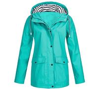 Slxbear Regatta Waterproof Jacket Womens Striped Line Windproof Windbreaker Jackets Lightweight Plus Size Outdoor Walking Jacket Long Sleeves Button Hooded Zipper Raincoat with Pockets XXL