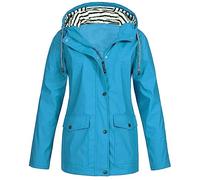 Slxbear Regatta Waterproof Jacket Womens Striped Line Windproof Windbreaker Jackets Lightweight Plus Size Outdoor Walking Jacket Long Sleeves Button Hooded Zipper Raincoat with Pockets XXXL