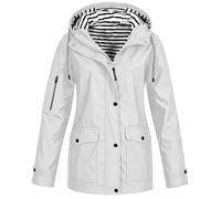 Slxbear Women'S Softshell Jacket White Outdoor Ventures Jacket Ladies Rain Coat Lightweight Raincoats Casual Trespass Waterproof Windbreaker Hiking Jacket Breathable Outdoor Jacket with Hood XXL